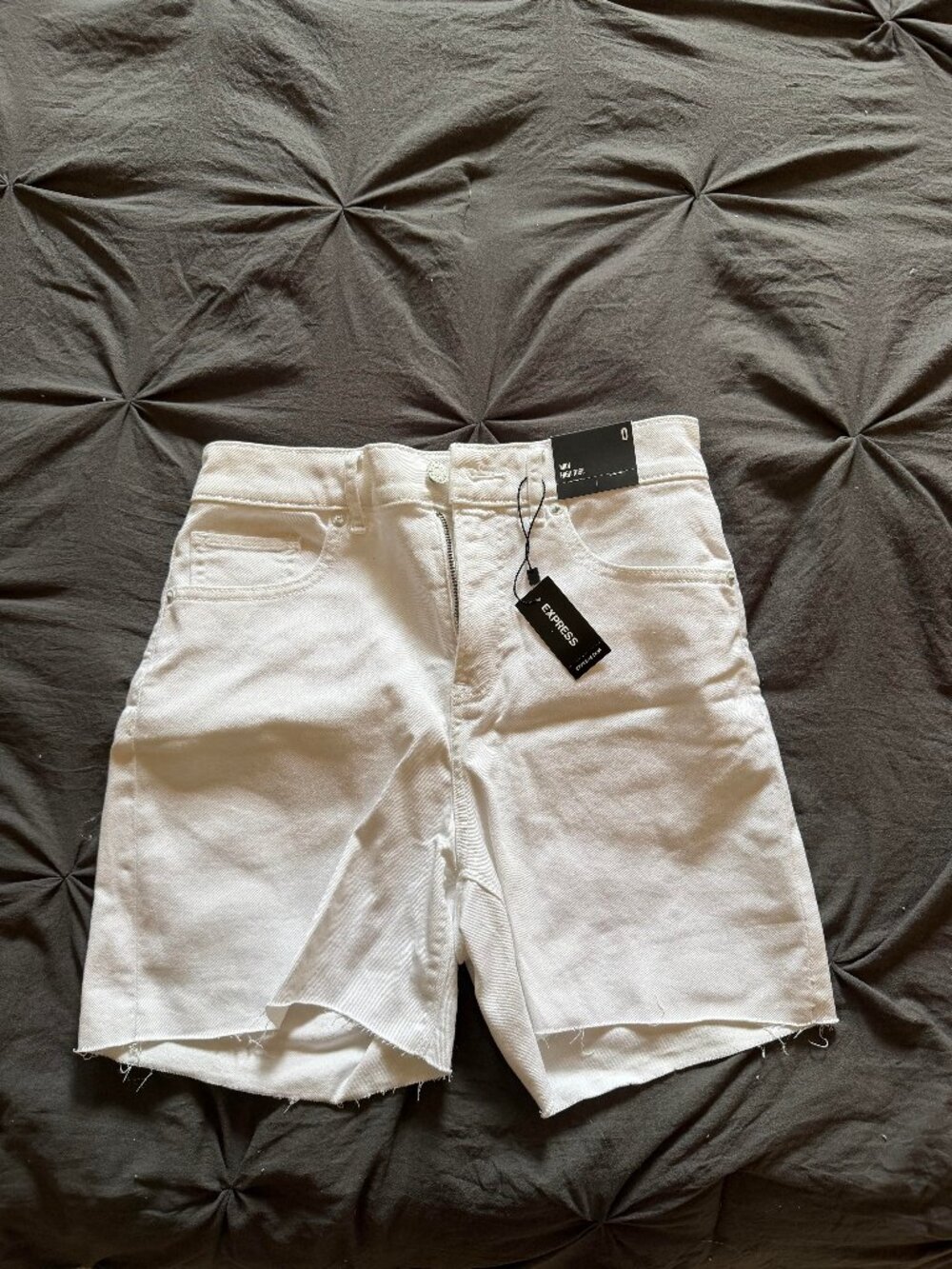 High Waisted White Raw Hem 2" Inseam Vintage Jean Shorts